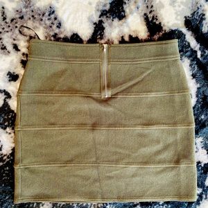 New York and Company outlet miniskirt olive green stretch corduroy type fabric